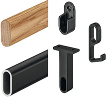 Häfele Rail Armoire Noir Barre de Vêtements Bois Tringle vêtement Chêne Ovale