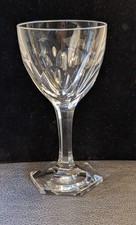 Val St Lambert Belgian Siebel Paneled Hexagonal Base 6 3/4" Water Goblet