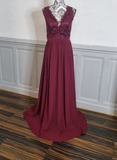 robe cérémonie longue bordeaux buste dentelle Taille 48 Neuf Soiree Cocktail 