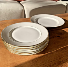 Service porcelaine de Limoges 6 assiettes + 1 plat filet doré or excellent état