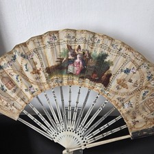 Eventail Ancien XVIIIè Décor Peint Très Bon Etat 18thC Hand Fan Ventaglio