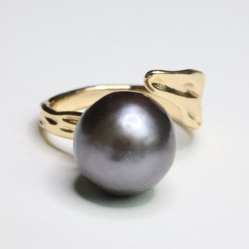 Bague raffinée perle - perle, noire