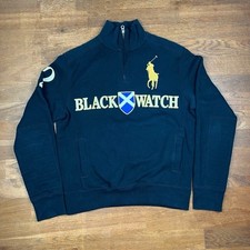 Polo vintage Ralph Lauren 1/4 zip montre noire Big Pony pull noir homme taille S