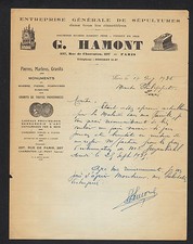 "PARIS (XII°) FUNERARY MONUMENTS in GRANITE MARBLE STONE "G. HAMONT" 1935
