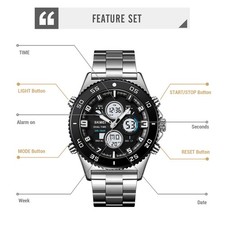  Men's Watch Fashion Casual Sports Watches Backlight Dual Display Dual