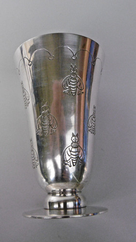 Ciboire metal argente abeilles - argente,