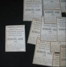 20 LABELS PHARMACY QUINQUINA 1900 20 OLD PHARMACY LABELS NANTES J. CHAPEL