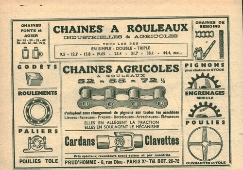 Publicité ancienne chaines - , à