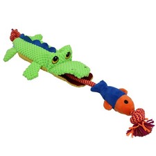 Peluche Corde Cordy Catchers Croc Dog Play Toy with Squeak Pet Dog Puppy Gift