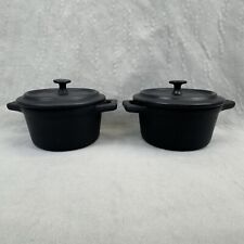 2 Nouvelle Cuisine Mini Cocotte Stoneware Casserole Dutch Oven w/ Lid 3.75 Round