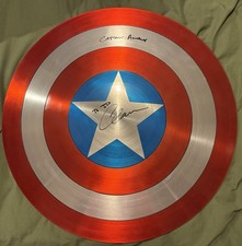Chris Evans Signed Marvel Captain America  Metal w/ Character Name SHIELD LABS