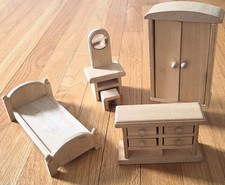 Plan Toys Wooden Dollhouse Furniture Bedroom Vanity Armoire Bureau 