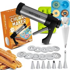 Churro Maker Machine & Cookie Press 4in1 Manual Churros with Silver 