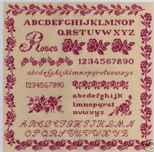 grille point de croix - MARQUOIR aux ROSES ANCIENNES - réf : 2009