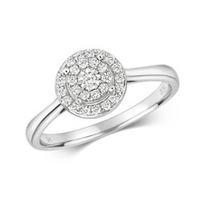 Bague Femme Pavage Or Blanc 9 k/carat et Diamant 0.24 Carat