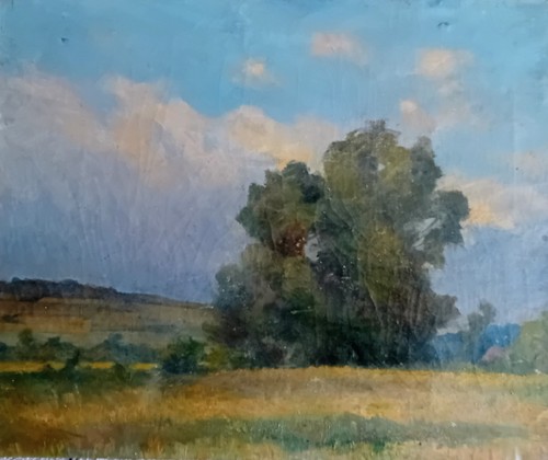 Tableau huile paysage xixe - tableau,