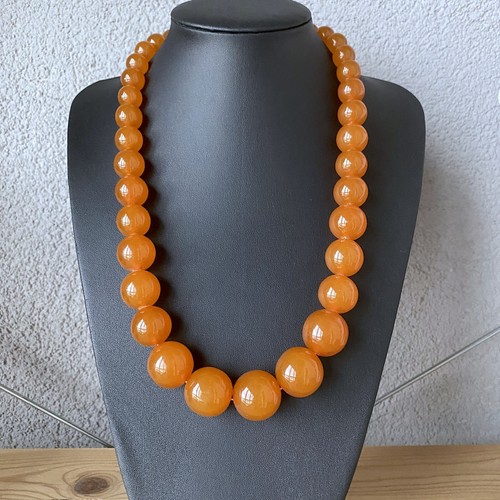Collier ancien ambre rond - collier,