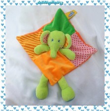 Doudou Peluche Plat Eléphant Vert Orange Rayures Rose Pois Tilapin Casino