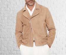 Veste Collier En Daim Brun Pour Hommes Avec Un Fort Style