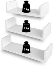 3x Étagère blanche en MDF Songmics 30 x 10 cm