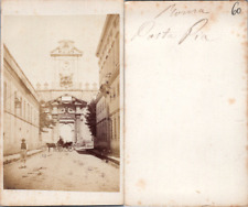 Italy, Italia, Rome, Roma, Porta Pia, horse carriage, circa 1870 vintage CDV 