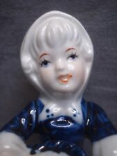 Capodimonte Italy Blue & White Porcelain Girl and Her Goose (Ref R60)