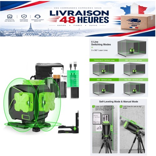 Huepar niveau laser 3x360 - niveau, 3d