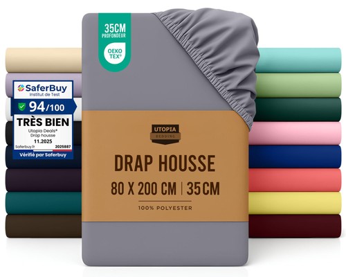 Drap housse gris 80 - 80, 200