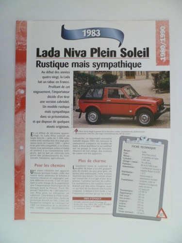 Carte fiche auto - fiche, lada