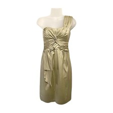 Nanette Lepore Champagne "La Marocain" Ruched One Shoulder Vegan Silk Dress
