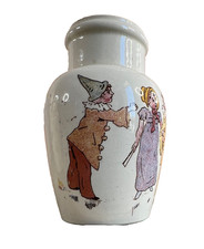 Antique Lunéville earthenware mustard pot decor characters 19th century Felix Gotin