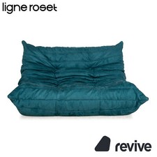 Ligne Roset Togo Tissu Canapé Deux Places Bleu Neuf