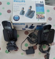 Ancien Téléphone Philips Sans Fil Model CD155 Duo  2 Combinés Philips
