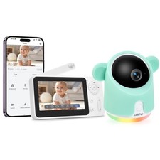 GMK Baby Monitor with Camera and Audio ,1080P Baby Camera Monitor - WHITE/GREEN