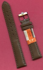 Genuine Brown Calf Leather Cervin Strap 18Mm 19Mm & Vintage Omega Steel Buckle