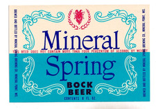 1950 MINERAL SPRING BREWING CO, MINERAL POINT WIS BOCK BEER 8 OZ 4% LABEL