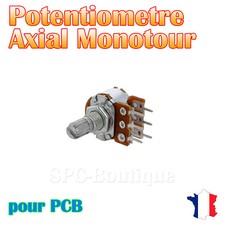 1x Potentiomètre stéréo linéaire Axial 100KΩ (B100K), pour PCB