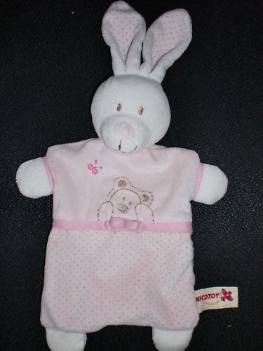 Doudou plat lapin rose - lapin,