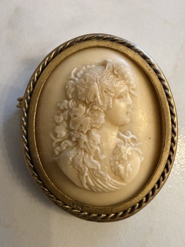 Broche camée ovale pierre - broche,