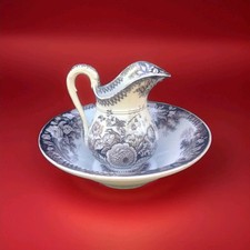 Petit Ensemble Toilette Sarreguemines Modèle Jardinière XIXe Décor Grisaille 