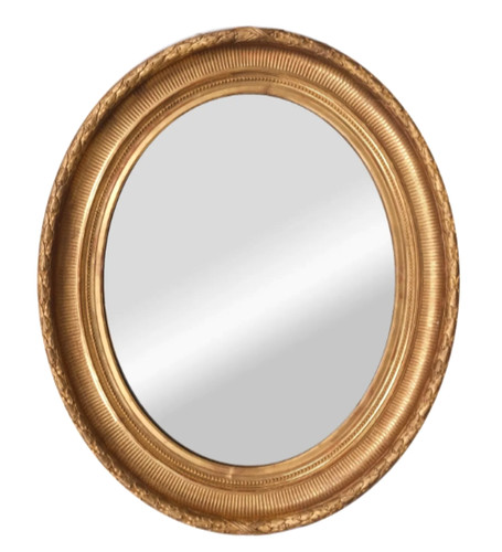 Miroir doré ovale style - miroir,