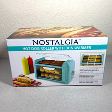 Nostalgia 8 Hot Dog Roller with Bun Warmer Large AQUA Teal Kitchen Appliance