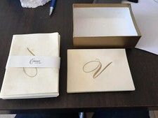 Ancienne Enveloppe Et Papier À Lettres Coton Initiale Dore Cranes Vintage