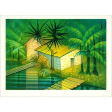 TOFFOLI Louis - Lithographie originale "Végétation tropicale" 56x76cm - 1983