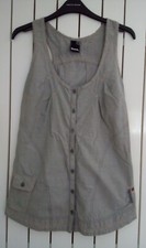 Womens Bench Grey Sleeveless Button Front Racer-back Vest Top Size XS Summer 