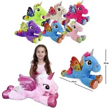 Magique Licorne Glitter Peluche 60cm Doux Poney Cheval Avec Ailes Porte-Bonheur