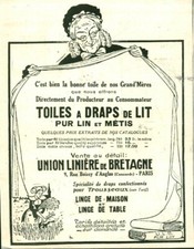 Union Linière 1925 Antique Magazine Sheet Canvases Advertising