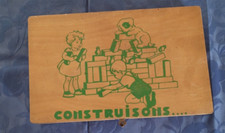 OLD WOODEN CUBE BOX TO BUILD "BUILD..." 60 PIECES