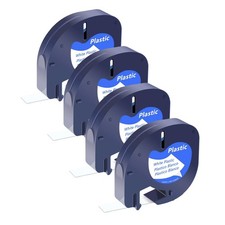 4x Ruban pour Étiqueteuse Compatible pour Dymo LetraTag 91331 91201 91221 Rub...