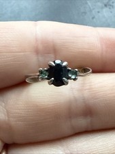 Ancienne Bague En Argent Massif 925 Jonc Alliance Anneaux Créateur bleu 